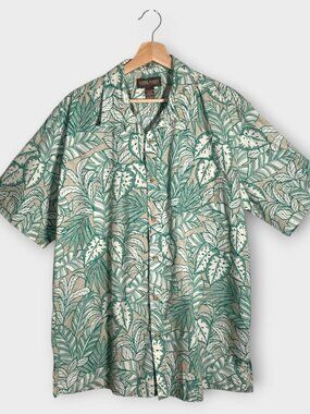 Cooke Street Hawaiian Shirt Mens Size XL Green 100% Cotton